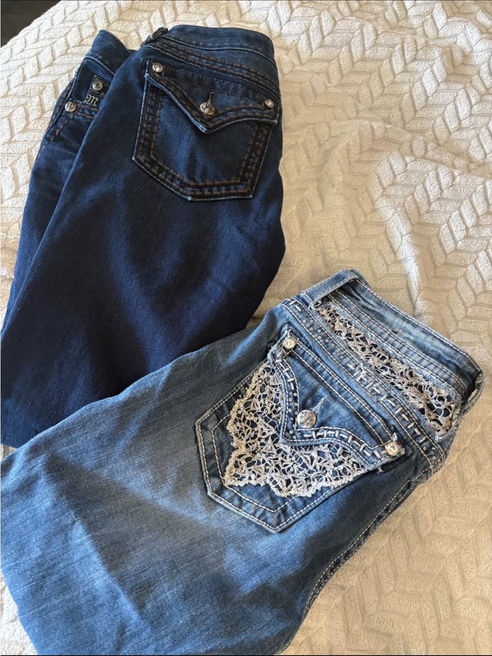 Women’s MISS ME Blue Embroidered Pocket Jeans - Light & Dark Wash